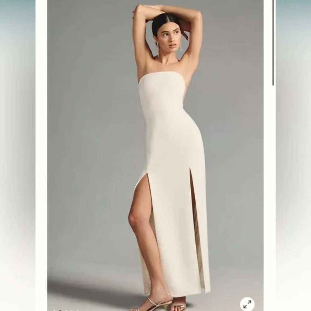 MISHA white strapless cutout slit dress, XS